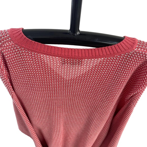 Mens Andean V Neck Sweater Coral White Knit XL - Picture 9 of 12